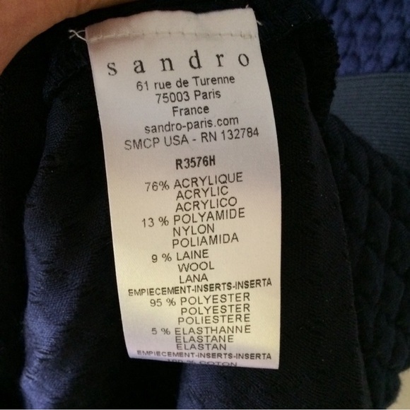 SANDRO Paris Navy Textured mini dress - Picture 8 of 9